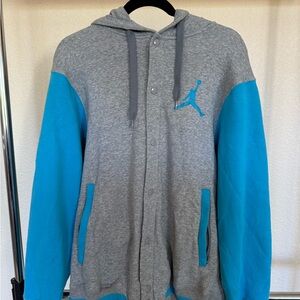 Jordan Men's Gray and Blue Varsity Jacket